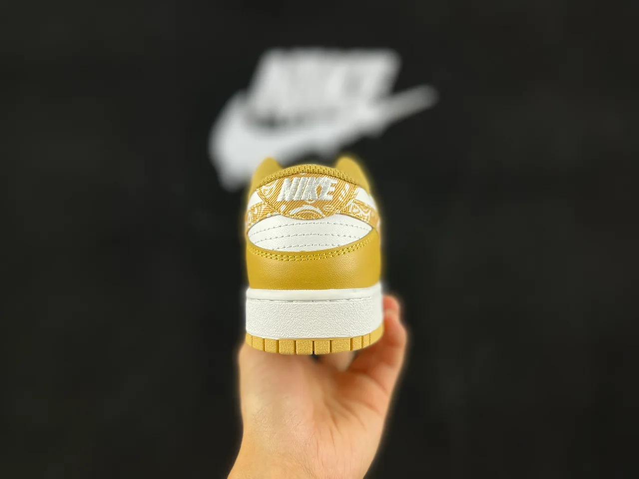 Nike Dunk Low Gold and White Bandana Print Lifestyle Sneakers 6