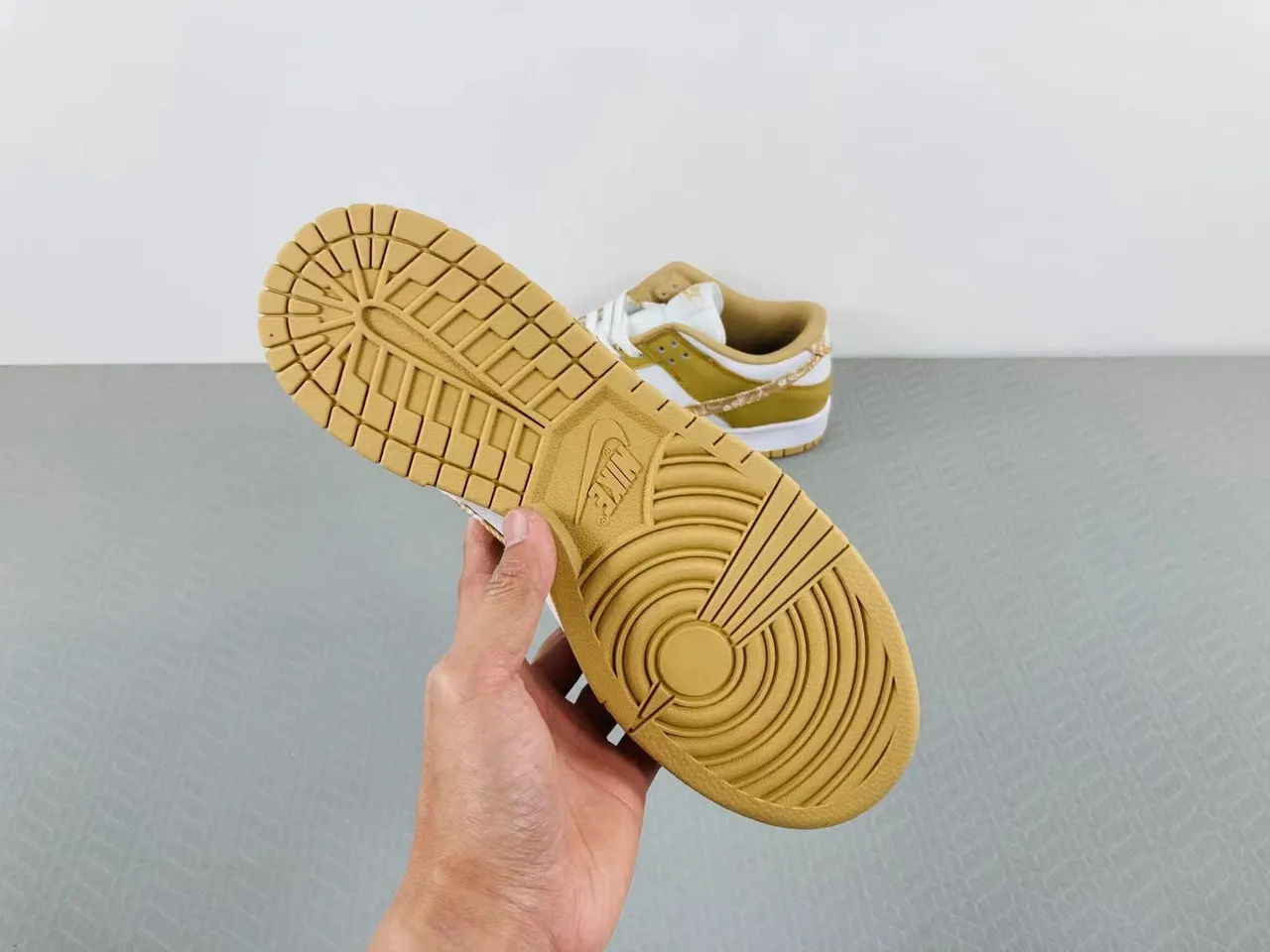 Nike Dunk Low Gold and White Bandana Print Lifestyle Sneakers 15