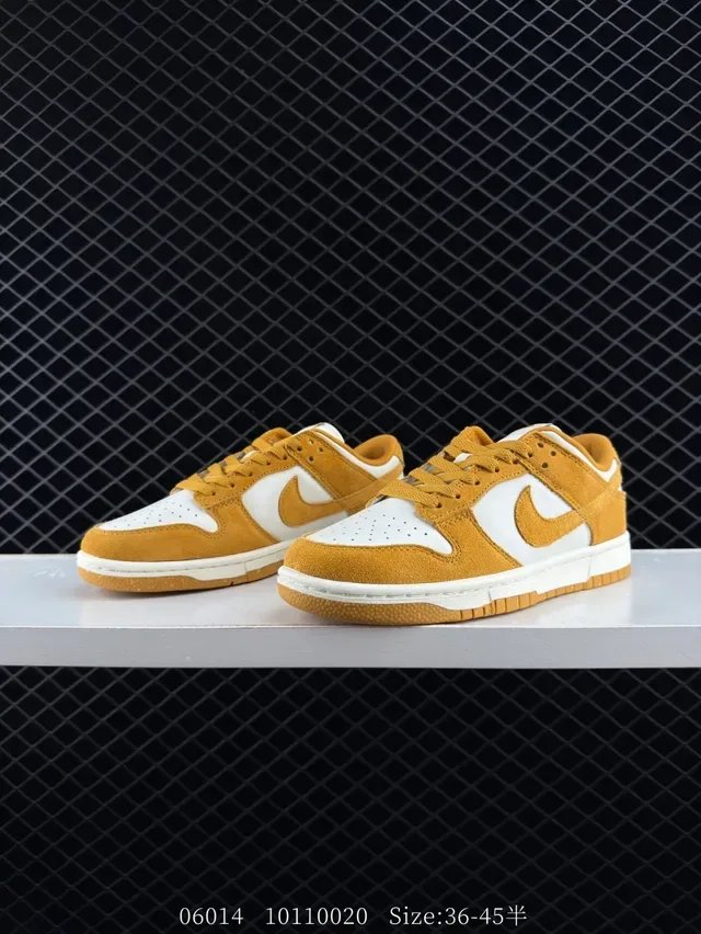 Nike Dunk Low Mustard Yellow and White Lifestyle Sneakers 3