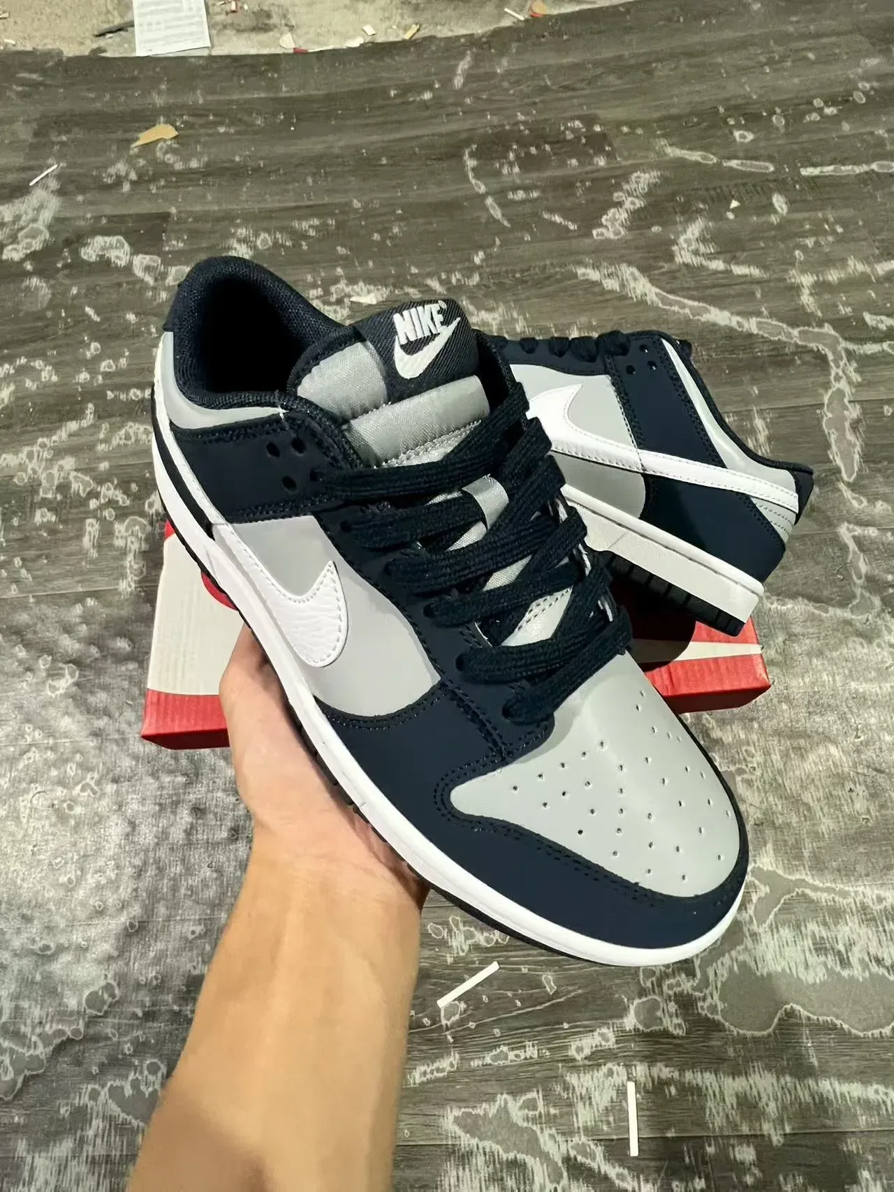 Nike Dunk Low Navy and Gray Lifestyle Sneakers 2