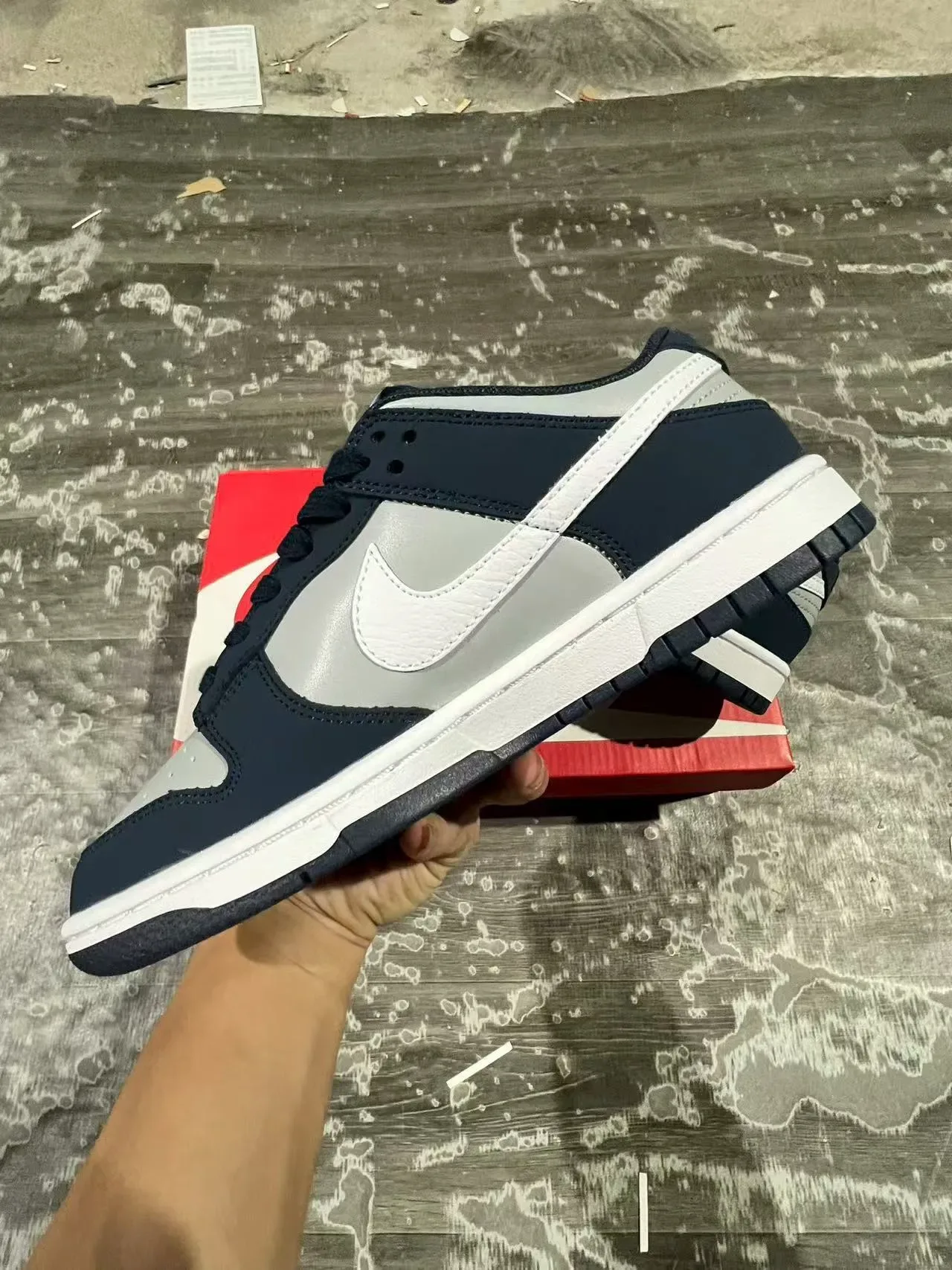 Nike Dunk Low Navy and Gray Lifestyle Sneakers 5