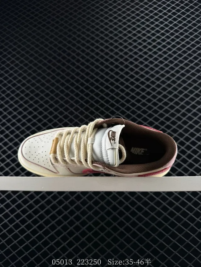 Nike Dunk Low Off-White Pink Brown Lifestyle Sneakers 3