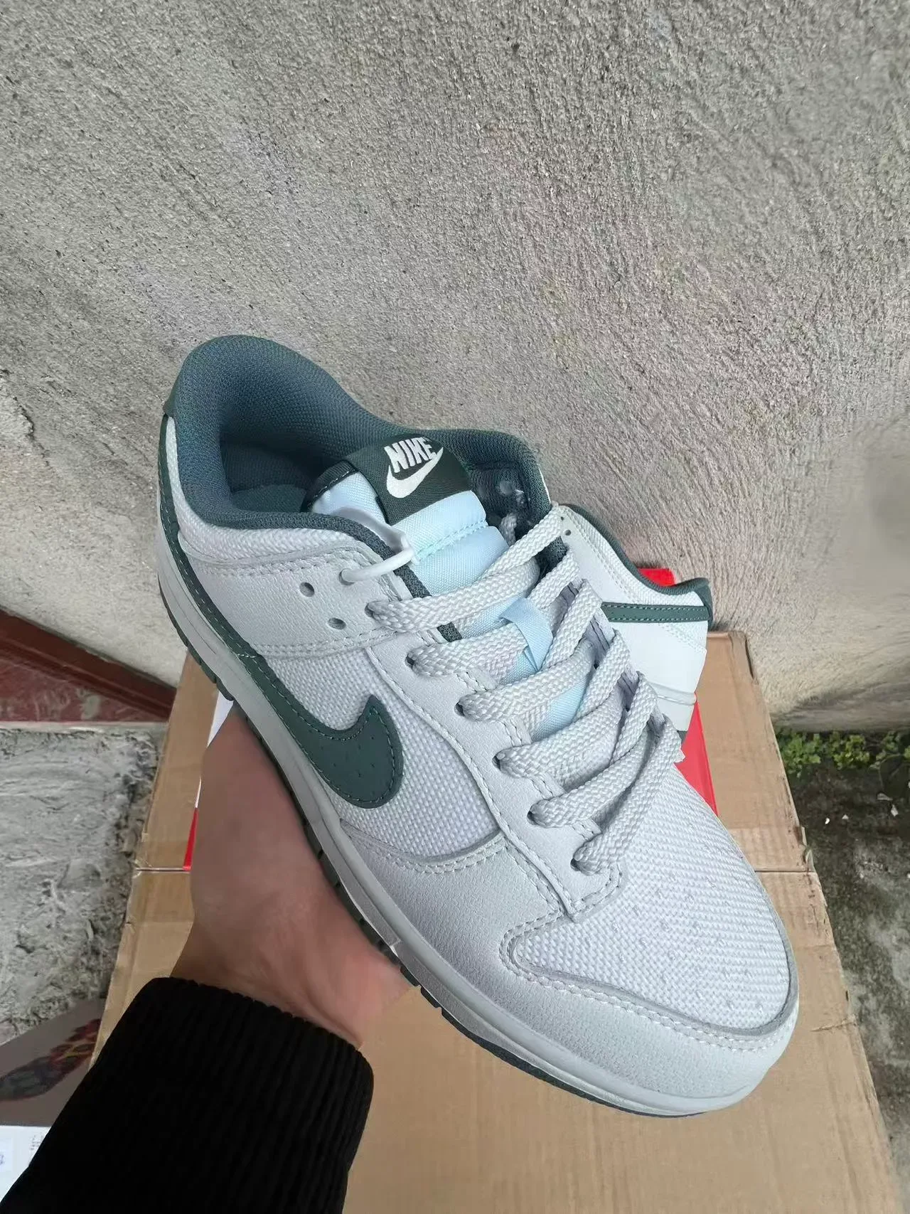 Nike Dunk Low White and Green Lifestyle Sneakers 2