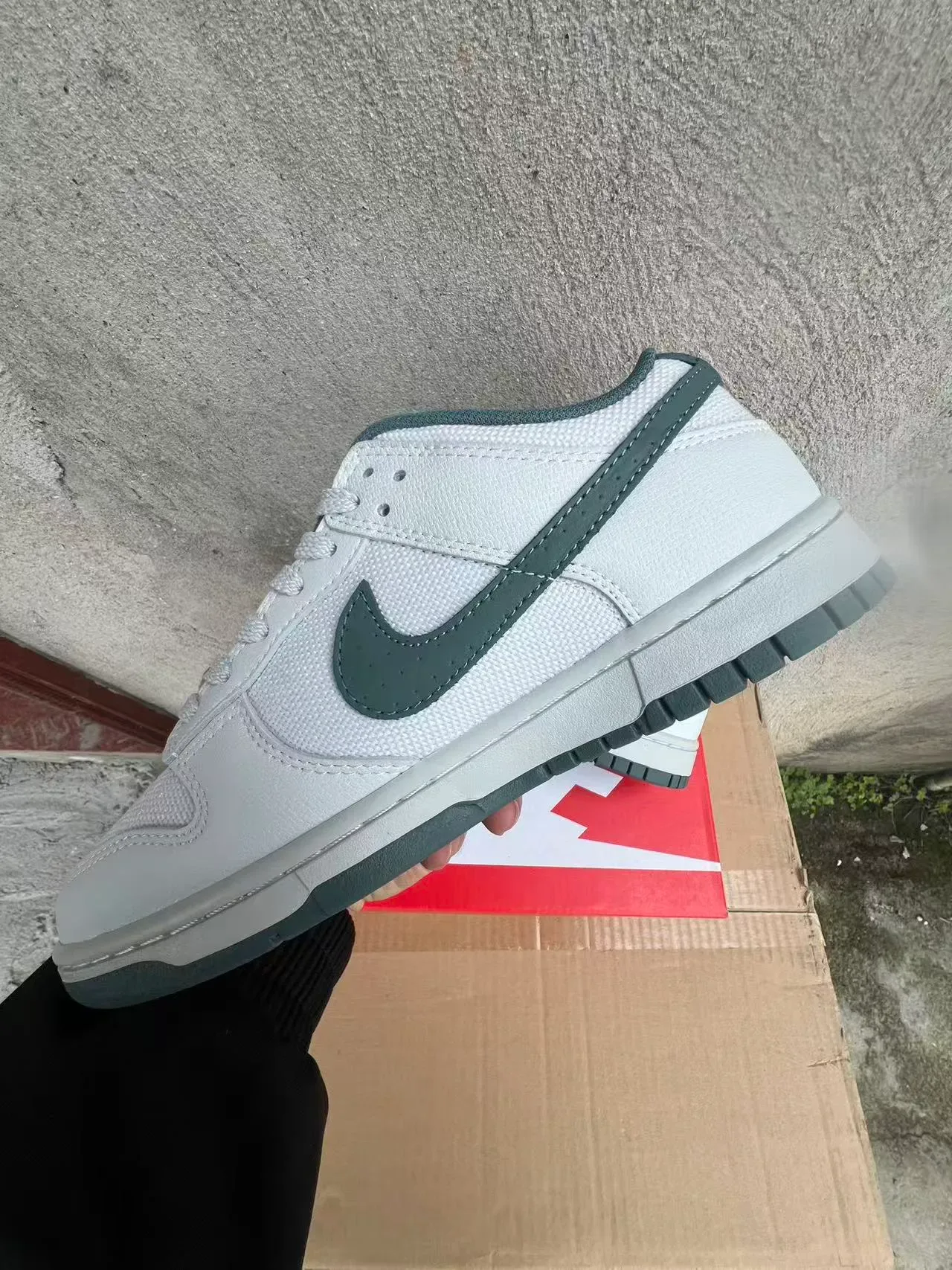 Nike Dunk Low White and Green Lifestyle Sneakers 5
