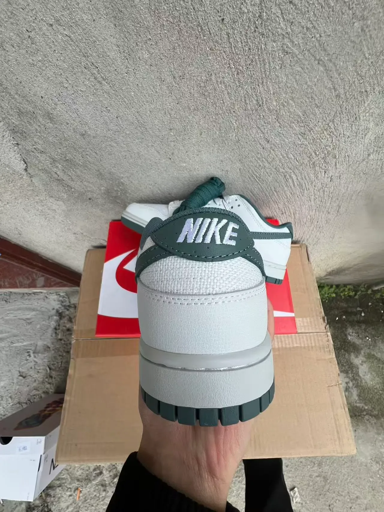 Nike Dunk Low White and Green Lifestyle Sneakers 8