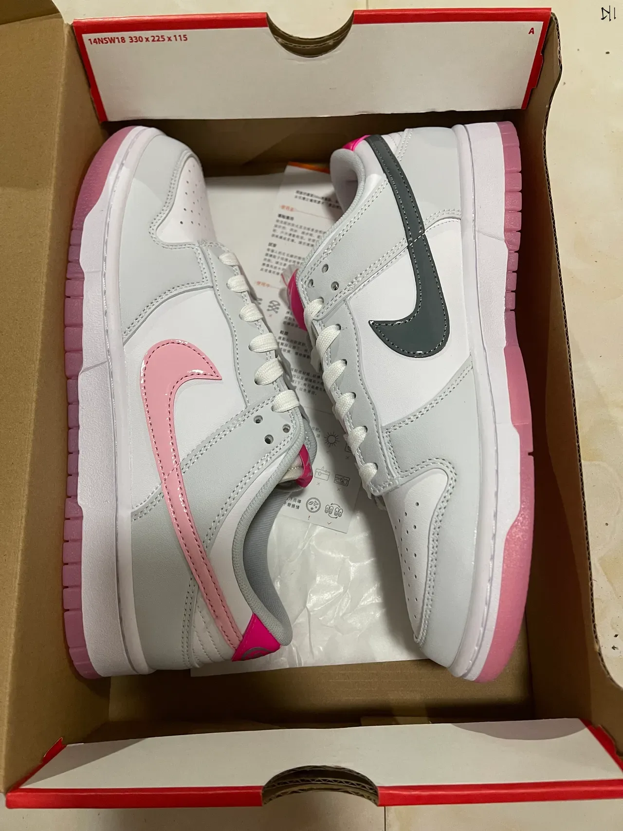 Nike Dunk Low White Gray Pink Lifestyle Sneakers 7