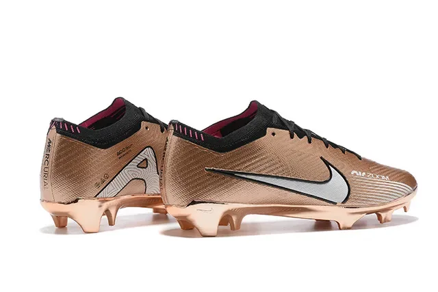 Nike Gold Black Métallique Synthétique Upper Système De Lacets Surface De Jeu Firme Chaussures De Football 5