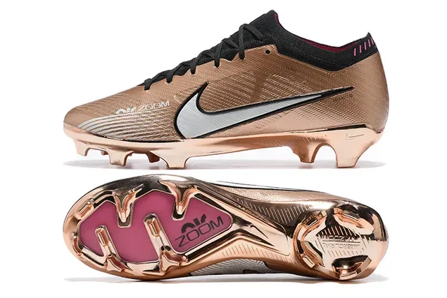 Nike Gold Black Métallique Synthétique Upper Système De Lacets Surface De Jeu Firme Chaussures De Football 9