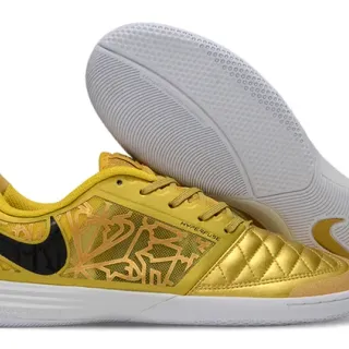 Nike Gold Black Quilted Toe Cap Metallic Synthetic Upper Indoor Soccer Shoes