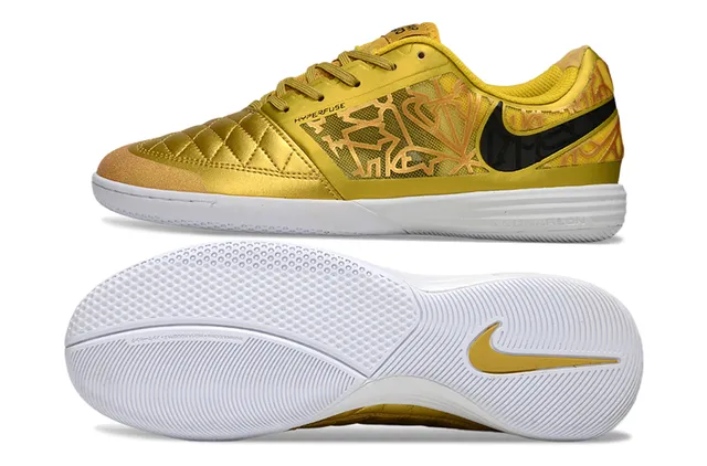 Nike Gold Black sapatos de futebol indoor com bico acolchoado upper sintético metálico 20