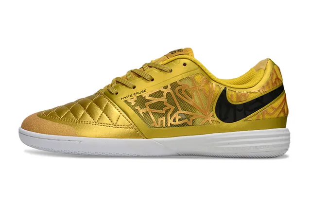 Nike Gold Black sapatos de futebol indoor com bico acolchoado upper sintético metálico 21