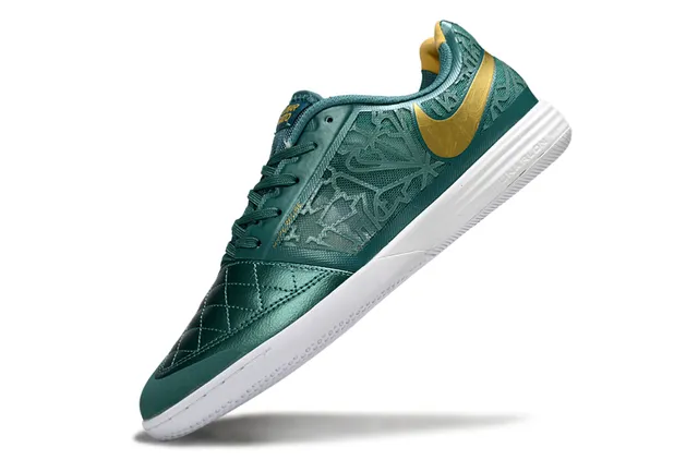 Nike Gold Black sapatos de futebol indoor com bico acolchoado upper sintético metálico 23