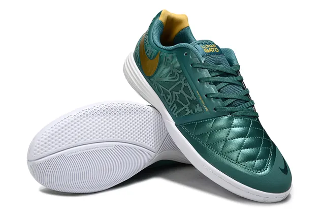 Nike Gold Black sapatos de futebol indoor com bico acolchoado upper sintético metálico 24