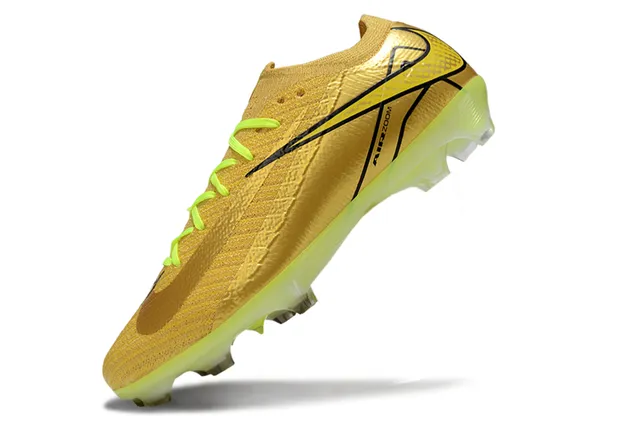 Nike Gold Yellow Knit Sock-Fit Upper Metallic Finish Firm-Ground Soccer Shoes 3