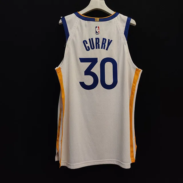 Nike Golden State Warriors Stephen Curry #30 White Blue Gold Jersey 3