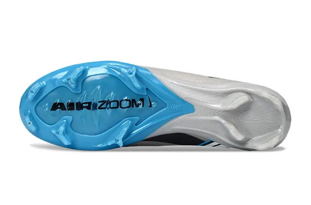 Nike Gray Blue Low-Cut Sock-Fit Knit Upper Iridescent Swoosh Stripe Firm-Ground Soccer Shoes 6