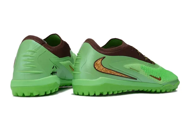 Nike Green Brown Low-Cut Knit Upper Molded Synthetic Overlays Artificial-Grass Soccer Shoes 5