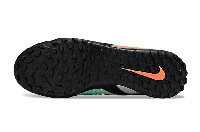 Nike أخضر فضي Sock-Fit Knit Upper غير متماثل بدون أربطة بناء Turf كرة قدم أحذية 5