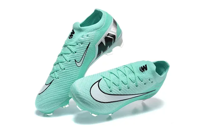 Nike Verde Branco Upper de Tricô Ajuste Dinâmico Colar Ground Firme Sapatos de Futebol 2