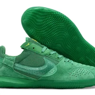 Nike Green Yellow Monochromatic Perforated Suede Toe Indoor Soccer Shoes