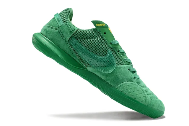 Nike Vert Jaune Monochromatique Perforé Daim Bout Chaussures de football indoor 2