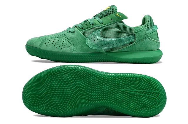Nike Vert Jaune Monochromatique Perforé Daim Bout Chaussures de football indoor 5