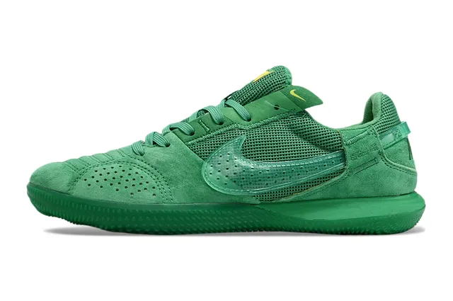 Nike Vert Jaune Monochromatique Perforé Daim Bout Chaussures de football indoor 6