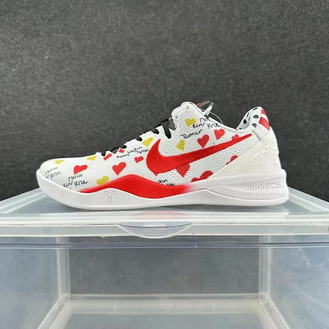 Nike Kobe 8 System White Red Hearts Basketball Shoes 2