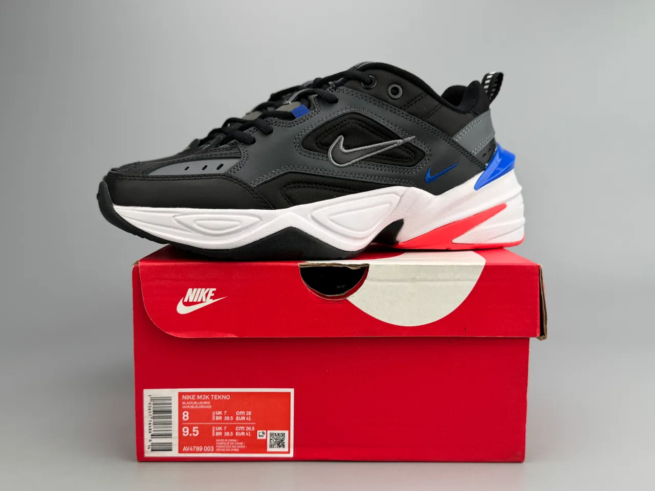 Nike M2K Tekno Black White Red Blue Lifestyle Sneakers 2