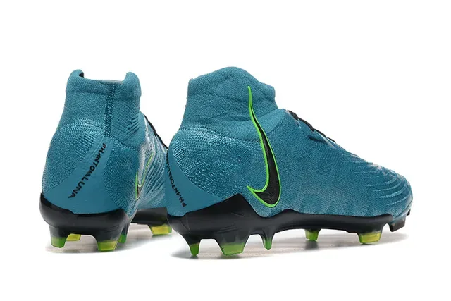 Nike Mercurial أزرق أخضر عالي القطع نسيج أعلى ربط غير متماثل أرضية صلبة أحذية كرة قدم 2