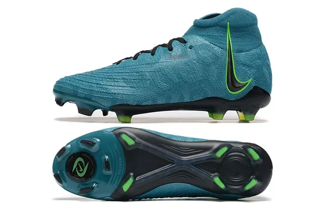 Nike Mercurial أزرق أخضر عالي القطع نسيج أعلى ربط غير متماثل أرضية صلبة أحذية كرة قدم 9