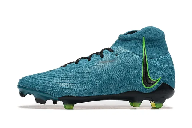 Nike Mercurial أزرق أخضر عالي القطع نسيج أعلى ربط غير متماثل أرضية صلبة أحذية كرة قدم 10