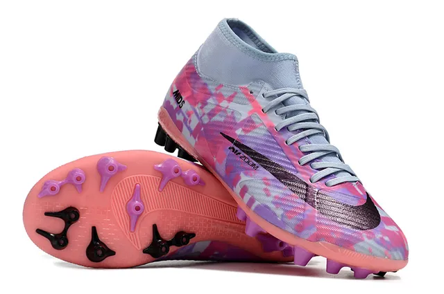 Nike Mercurial Superfly Multicolor Pink High-Cut Ankle Collar Geometric Camo Upper Firm-Ground Soccer Shoes 14