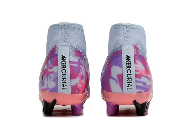 Nike Mercurial Superfly Multicolor Pink High-Cut Ankle Collar Geometric Camo Upper Firm-Ground Soccer Shoes 15