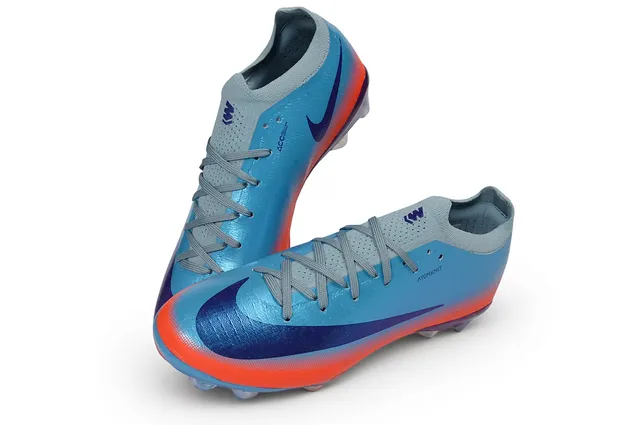 Nike Mercurial Vapor Blue Orange Low-Cut Knit Upper Asymmetric Lacing Firm-Ground Soccer Shoes 2