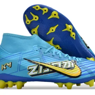 Nike Mercurial Vapor Blue Yellow High-Cut Sock-Fit Conical Studs Firm-Ground Soccer Shoes