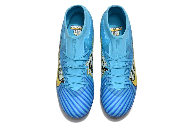 Nike Mercurial Vapor Blue Yellow High-Cut Sock-Fit Conical Studs Firm-Ground Soccer Shoes 2
