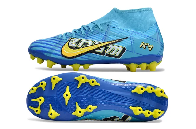 Nike Mercurial Vapor Blue Yellow High-Cut Sock-Fit Conical Studs Firm-Ground Soccer Shoes 5