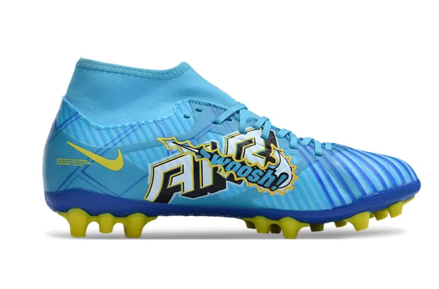 Nike Mercurial Vapor Blue Yellow High-Cut Sock-Fit Conical Studs Firm-Ground Soccer Shoes 7