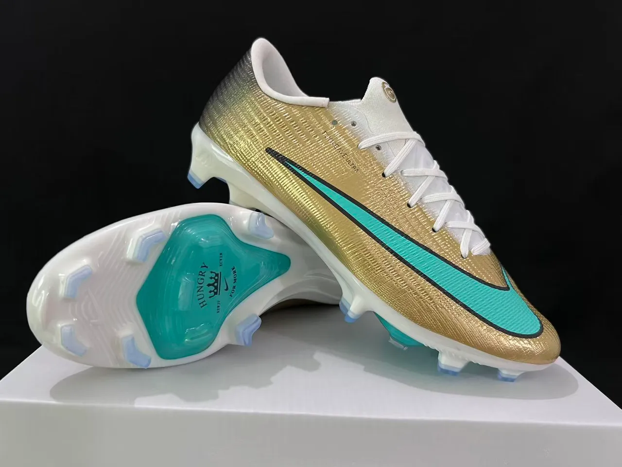 Nike Mercurial Vapor Gold Turquoise Firm-Ground Soccer Shoes 4
