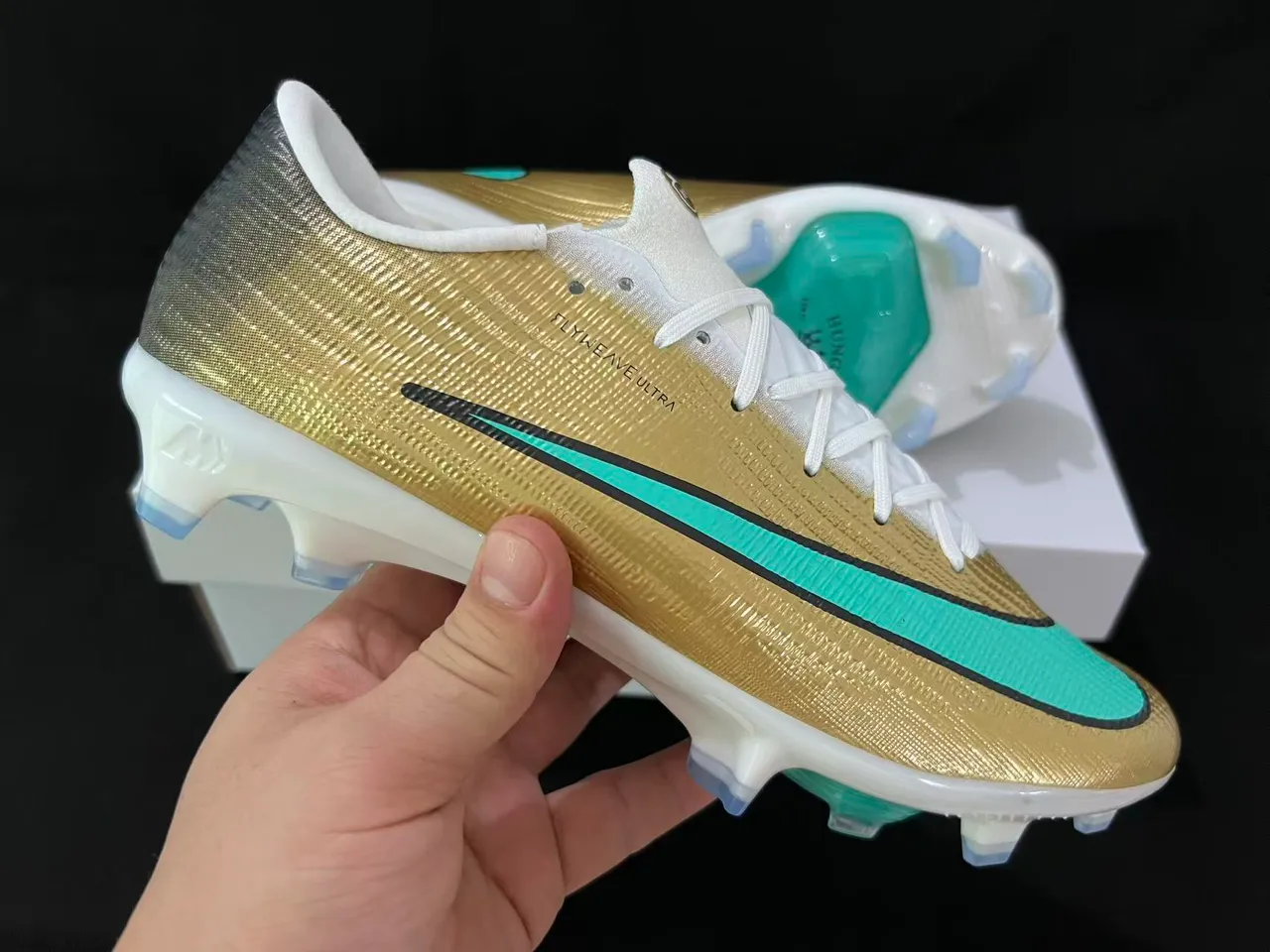 Nike Mercurial Vapor Gold Turquoise Firm-Ground Soccer Shoes 9