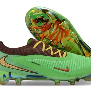 Nike Mercurial Vapor Green Brown Knit Upper Asymmetrical Lacing Firm-Ground Soccer Shoes