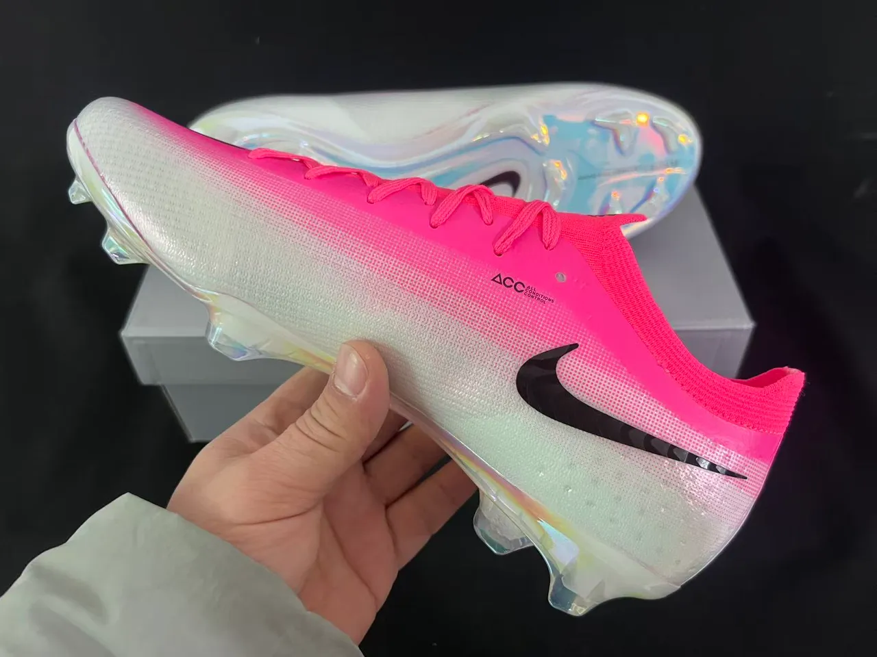 Nike Mercurial Vapor Pink Black Low-Cut Sock-Fit Upper Firm-Ground Soccer Shoes 4