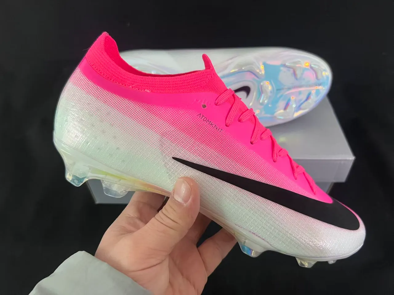 Nike Mercurial Vapor Pink Black Low-Cut Sock-Fit Upper Firm-Ground Soccer Shoes 6