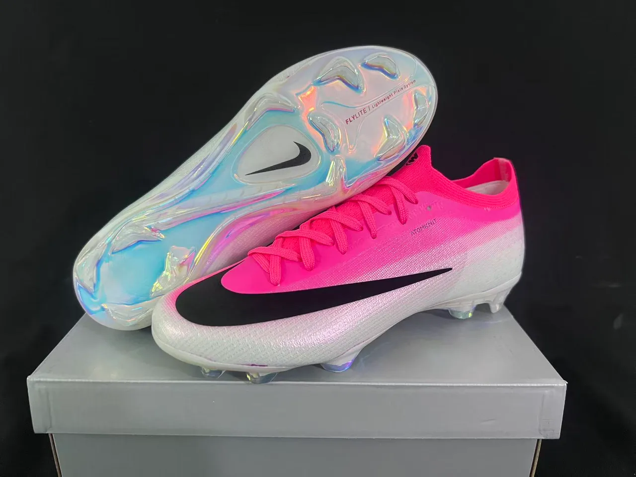Nike Mercurial Vapor Pink Black Low-Cut Sock-Fit Upper Firm-Ground Soccer Shoes 8