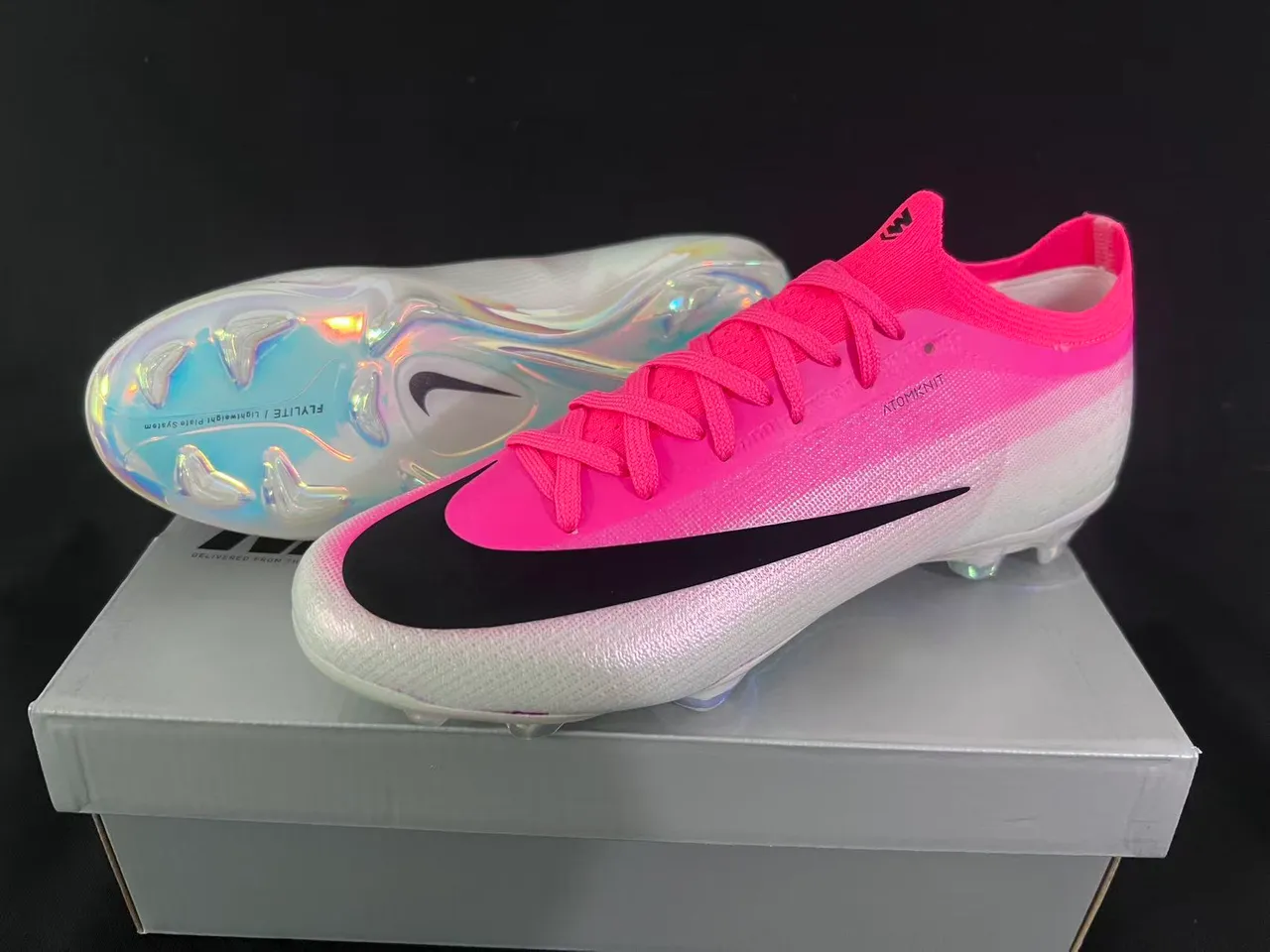 Nike Mercurial Vapor Pink Black Low-Cut Sock-Fit Upper Firm-Ground Soccer Shoes 9