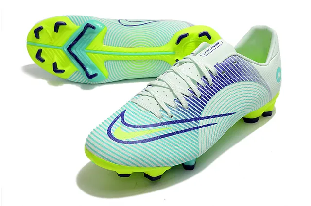 Nike Mercurial Vapor Wave Pattern Chaussures de football à crampons pour terrain ferme Mint et Neon Lime 11
