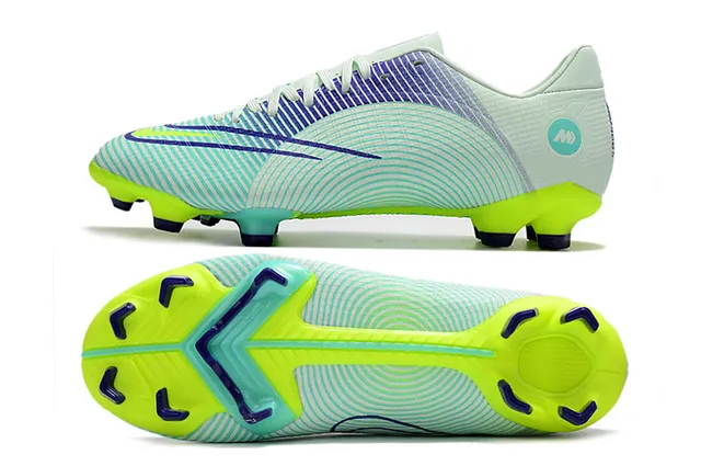 Nike Mercurial Vapor Wave Pattern Chaussures de football à crampons pour terrain ferme Mint et Neon Lime 13