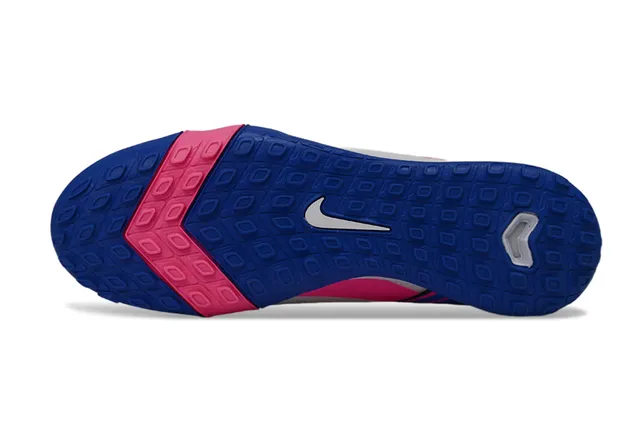 Nike Mercurial Vapor Chaussures de football Turf blanc et bleu, empeigne en maille à coupe basse, lacets asymétriques 6
