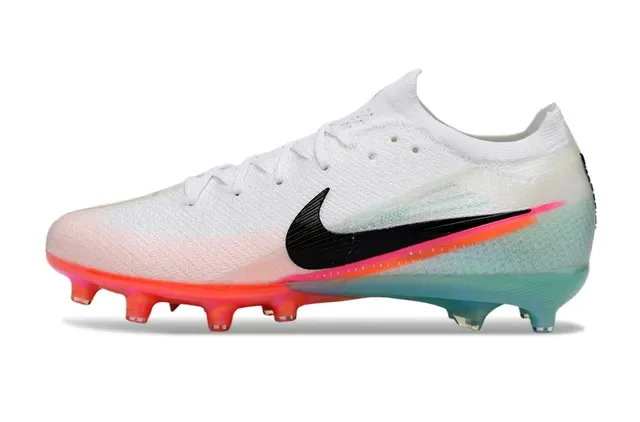 Nike Mercurial Vapor Brancas Multicolor Knit Upper Sola Iridiscente Gradiente Firm-Ground Sapatos de Futebol 8